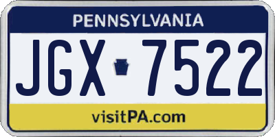 PA license plate JGX7522