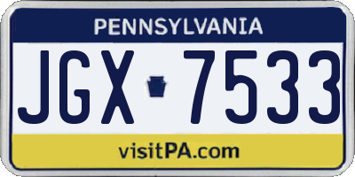 PA license plate JGX7533