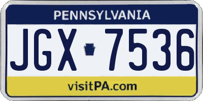 PA license plate JGX7536