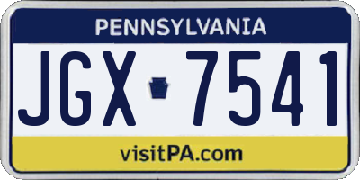 PA license plate JGX7541