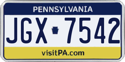 PA license plate JGX7542