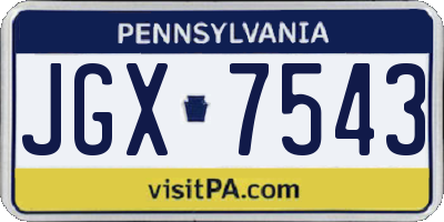 PA license plate JGX7543