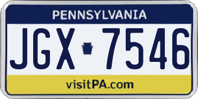 PA license plate JGX7546