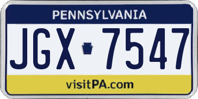 PA license plate JGX7547