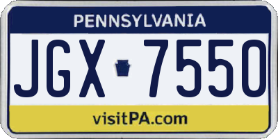 PA license plate JGX7550