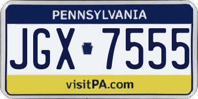 PA license plate JGX7555