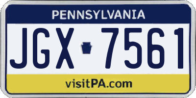 PA license plate JGX7561