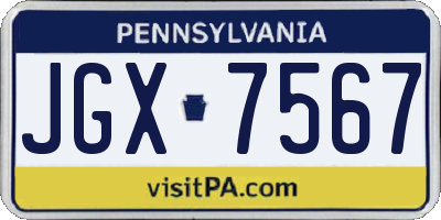 PA license plate JGX7567