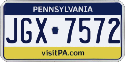 PA license plate JGX7572