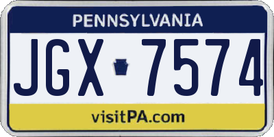 PA license plate JGX7574