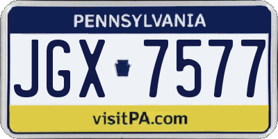 PA license plate JGX7577
