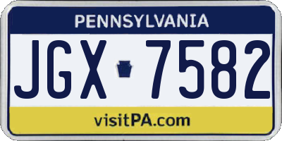 PA license plate JGX7582