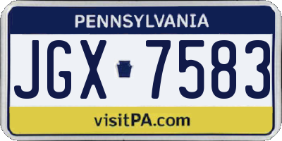 PA license plate JGX7583