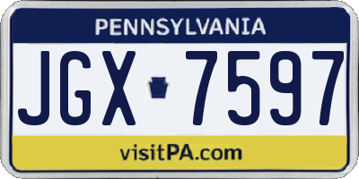 PA license plate JGX7597