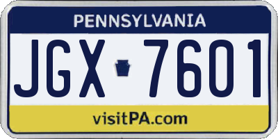 PA license plate JGX7601