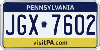 PA license plate JGX7602