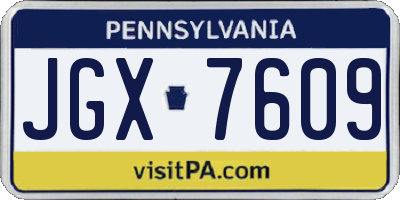 PA license plate JGX7609