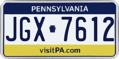 PA license plate JGX7612