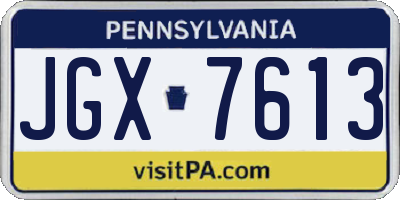 PA license plate JGX7613