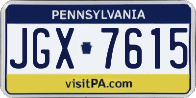 PA license plate JGX7615