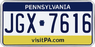 PA license plate JGX7616
