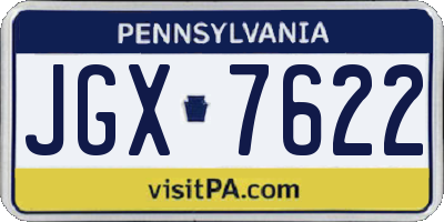 PA license plate JGX7622