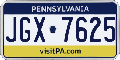 PA license plate JGX7625