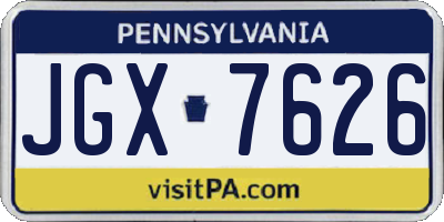 PA license plate JGX7626
