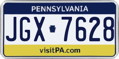 PA license plate JGX7628