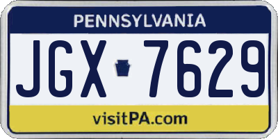 PA license plate JGX7629