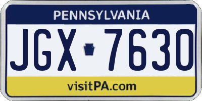 PA license plate JGX7630