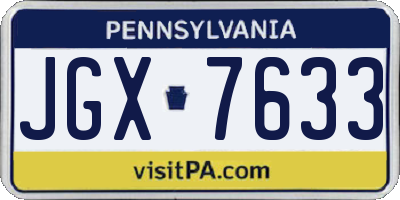 PA license plate JGX7633