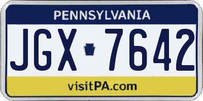 PA license plate JGX7642