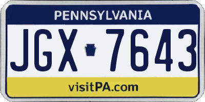 PA license plate JGX7643