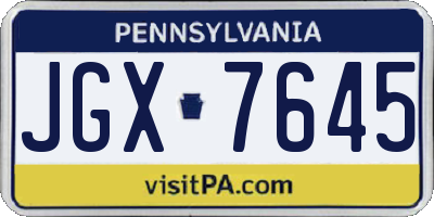PA license plate JGX7645
