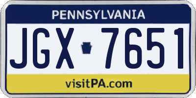 PA license plate JGX7651
