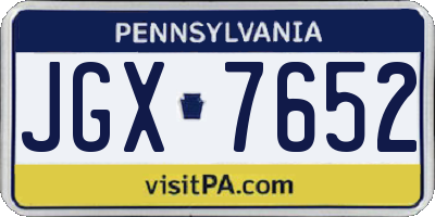 PA license plate JGX7652