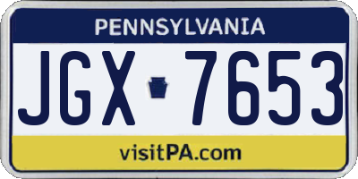 PA license plate JGX7653