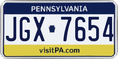 PA license plate JGX7654