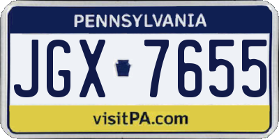 PA license plate JGX7655