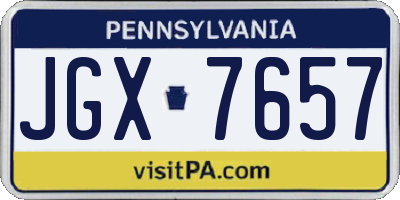 PA license plate JGX7657