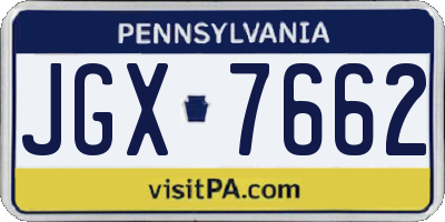 PA license plate JGX7662