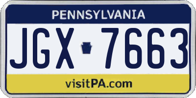PA license plate JGX7663
