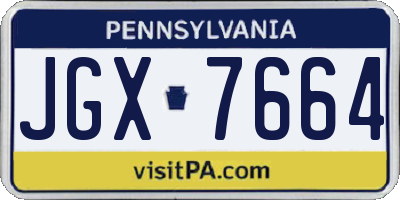 PA license plate JGX7664
