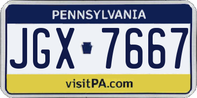 PA license plate JGX7667