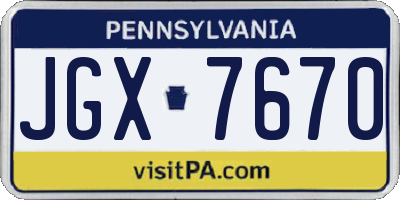 PA license plate JGX7670