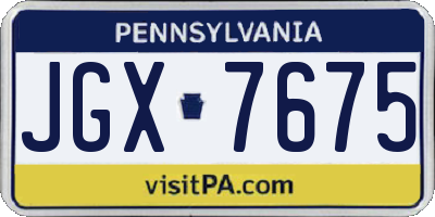 PA license plate JGX7675