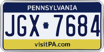 PA license plate JGX7684
