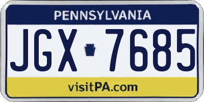 PA license plate JGX7685