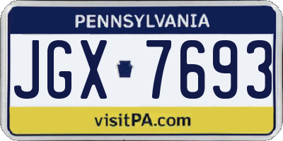 PA license plate JGX7693